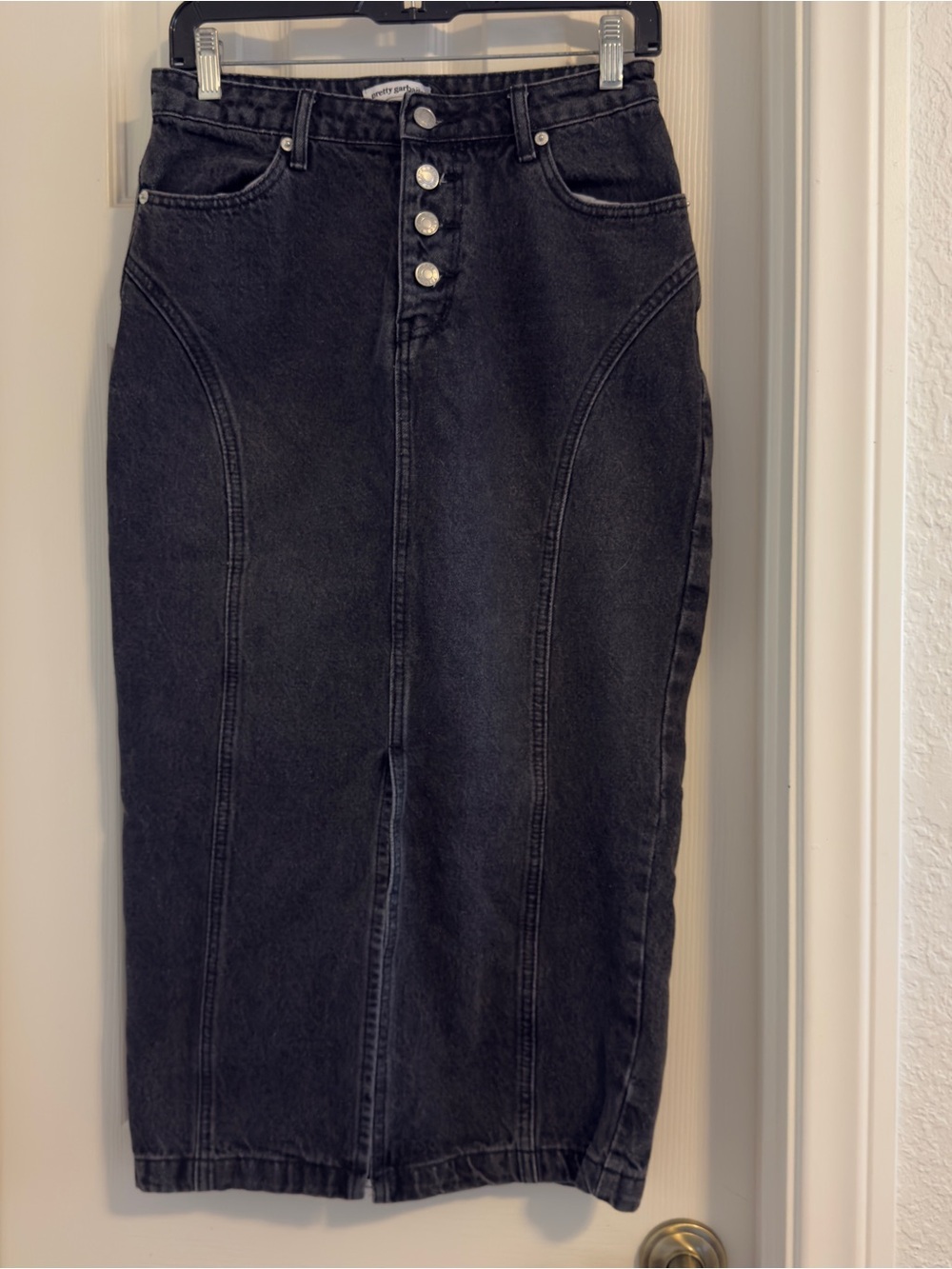 Black Straight-Leg Jeans with Button-Fly